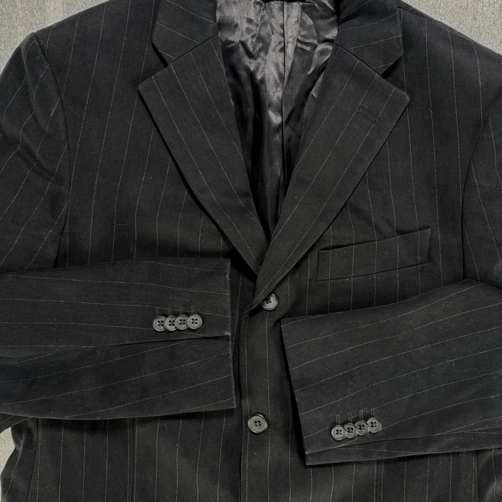 Vintage 2004 Banana Republic Men's 40R Black Pinstripe Cotton Blazer Sport Coat